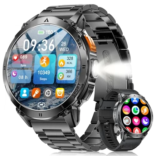 Offerta a tempo: LIGE Orologio intelligente da uomo, 1,62", AMOLED, con torcia/batteria 730 mAh, orologio sportivo da uomo/120+ modalità sportive, IP68, impermeabile, con frequenza cardiaca 24/7, monitor del sonno per - 71% da 99.99 € a 28.99 €