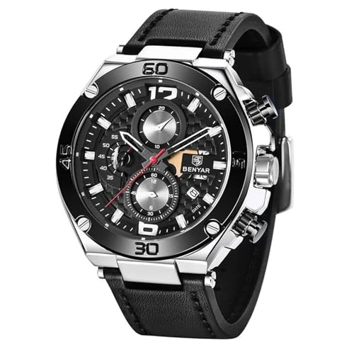 Oferta limitada: BY BENYAR Relojes para Hombre Reloj de Pulsera de Lujo de Acero/Correa de Cuero Inoxidable 50M Impermeable Movimiento analógico Fecha Reloj Elegante Regalo para Hombres de 37.49 EUR a 37.49 EUR (ahorro 0%)