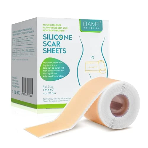 Fogli Cicatriziali in Silicone, Cerotti Silicone Cicatrici, 4x190cm Cerotti Cicatrici, Tratta tutte le cicatrici Causate da Cesareo, Chirurgia, Ustioni, Cheloidi, Acne e Altro.