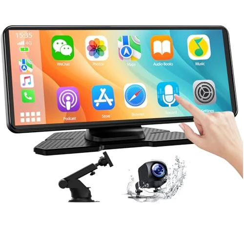 LAMTTO sans Fil CarPlay Android Auto Dispaly, 6,86 Pouces Ecran Tactile Autoradio Bluetooth avec Caméra de Recul pour A-pple CarPlay & Android Car, avec Commande Vocale, Cartes en Ligne, AUX/FM