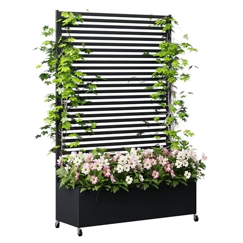 Offerta a tempo: BIXUYOU Fioriera da esterno in metallo con traliccio, aiuola rialzata in metallo con ruote, fioriera da esterno indipendente con schermo per la privacy, per fiori, verdure in giardino, patio, balcone - 0.00% da 199.00 € a 199.00 €