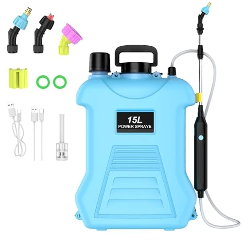 Oferta limitada: Pulverizador Eléctrico para Plantas 15L con 3 Tipos de Boquillas, Poste Telescópico, Correa de Hombro Ajustable, Motor de Cobre Puro y Material PP, Adecuado para Césped, Patio y Jardín de 49.99 € a 49.99 € (ahorro 0.00%)