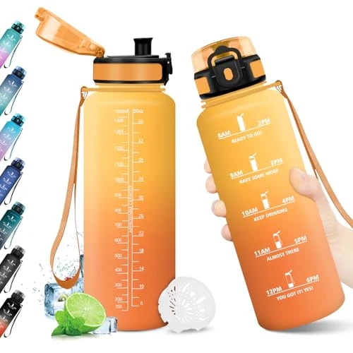 Zeitlich begrenztes Angebot: Trinkflasche 1.5L, Auslaufsicher, BPA-frei, Sport Wasserflasche, Trinkflasche mit Filter und Zeitmarkierung, Ideal für Gym, Yoga, Camping, Fahrrad, Schule, Büro, Erwachsene, Kohlensäure geeignet von 15.29 € auf 15.29 € (0.00% 