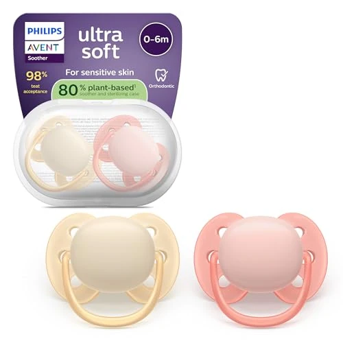 Oferta limitowana: Philips Avent SCF091/38 zestaw 2 smoczków Ultra Soft Ortodontyczne wzornictwo, elastyczne tarcze dla niemowląt w wieku 0–6 miesięcy, symetryczny smoczek silikonowy, bez BPA, pudełko do sterylizacji z 41.10 zł na 41.10 zł (oszczędź 0.00%