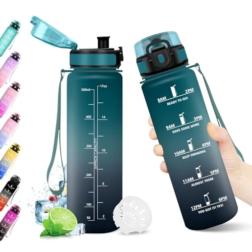 Offerta a tempo: KollyKolla Borraccia 500ml, Riutilizzabile, Bottiglia con Filtro, con Indicatore del Tempo Motivazionale senza BPA, A Prova di Perdite, ideale per Bambini, Scuola, Ufficio - 10% da 10.79 € a 9.71 €
