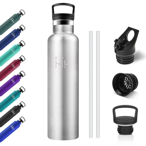 Offerta a tempo: Borraccia Acciaio Inox 1L, Bottiglia d'acqua senza BPA, Borraccia in Acciaio Inossidabile con Cannuccia, a Prova di Perdite, Riutilizzabile, Termos per Sport, Palestra, Viaggio, Campeggio, Uffici - 4% da 12.74 € a 12.24 €