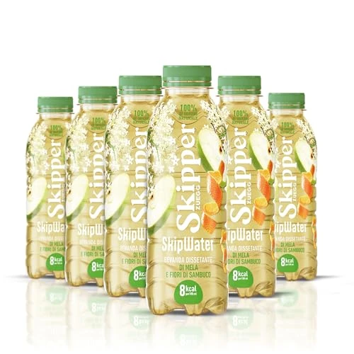 Offerta a tempo: Zuegg Skipper SkipWater, Bevanda Dissetante a Base Frutta, Mela e Fiori di Sambuco - Bevanda con Succo di Mela, Estratti Naturali, Senza Zuccheri Aggiunti, Senza Glutine (6x500Ml) - 13% da 8.90 € a 7.70 €