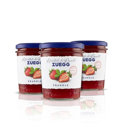 Zuegg, Confettura Extra di Fragole I Frutteti di Oswald - Contiene 50% di Frutta ogni 100 Grammi, Frutta Raccolta a Mano, Senza Glutine, Prodotto Vegano (3 x 320 grammi)