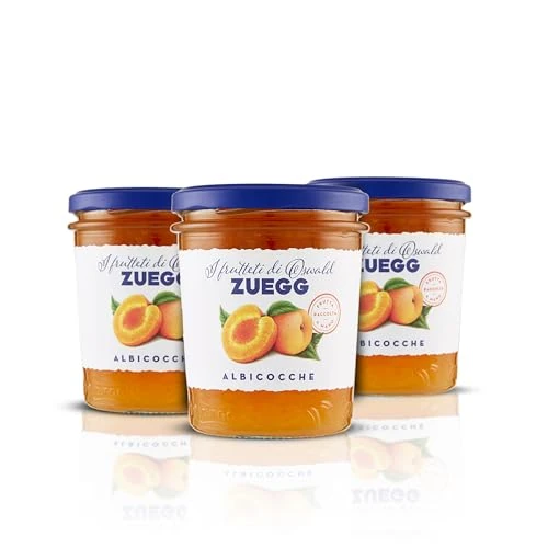 Zuegg, Confettura Extra di Albicocche I Frutteti di Oswald - Contiene 50% di Frutta ogni 100 Grammi, Frutta Raccolta a Mano, Senza Glutine, Prodotto Vegano (3 x 320 grammi)