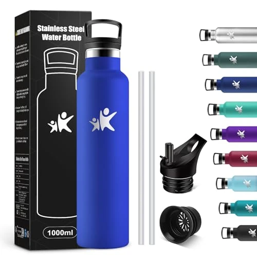 Offerta a tempo: KollyKolla Bottiglia Termica 1L, Borraccia Termica con Cannuccia, senza BPA, Isolamento Sottovuoto a Doppia Parete, senza Perdite, Borraccia per Lavoro, Viaggio, Viaggio, Sport, Ciclismo - 0.00% da 17.24 € a 17.24 €
