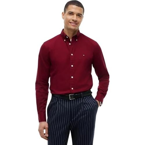 Oferta limitada: Tommy Hilfiger Camisa Flex Poplin Solid RF para Hombre, MW0MW37550, L/S, borgoña, L de 59.90 € a 59.90 € (ahorro 0.00%)