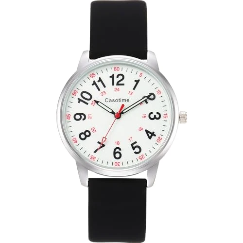 Offerta a tempo: Casotime Orologio da infermiere impermeabile fino a 30 m, quadrante luminoso di facile lettura, lancetta dei secondi e ora militare 24h, cinturino in silicone resistente per infermieri, professionisti - 51% da 19.99 € a 9.80 €