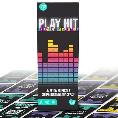ATM Gaming Play Hit - Jeu de Musique - Test Aveugle, Karaoké et Quiz pour Les Fêtes - 2 à 10 Joueurs - Drôle, Dynamique et Équipe - Parfait pour Soirées, Famille et Amis - Italien
