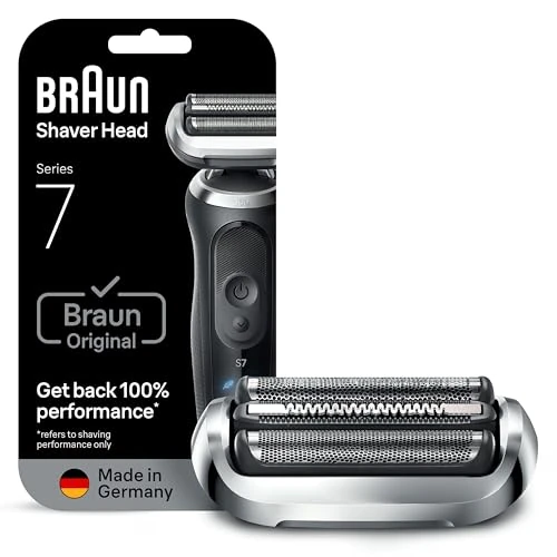 Braun Tête De Rasoir Electrique Homme Series 7 74S ORIGINALE, Argent, Remplacement De La Grille Pour Un Rasage De Près, Lames Flexibles, Elément De Rechange OFFICIEL Pour Rasoirs 70, 71, 72