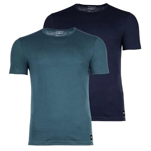 Zeitlich begrenztes Angebot: Men's Essential LOGOLABEL 2-Pack Crew Neck T-Shirt Blue XL von 34.28 € auf 34.28 € (0.00% Rabatt)