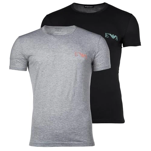 Zeitlich begrenztes Angebot: Emporio Armani 2er-Pack Crew Neck T-Shirt, Schwarz/Grau meliert, Größe L für Herren von 59.50 € auf 53.16 € (11% Rabatt)