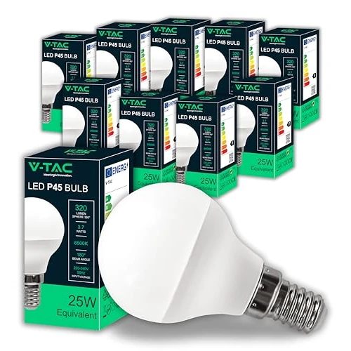 Offre limitée : V-TAC 10x Ampoules LED P45 - Haute Efficacité Énergétique - E14 3,7W (équivalent 25W) - 320 Lumen - Faisceau Lumineux 180° - Ampoule Économie d'Énergie - Blanc Froid 6500K de 14.99 € à 14.99 € (0.00% de remise)