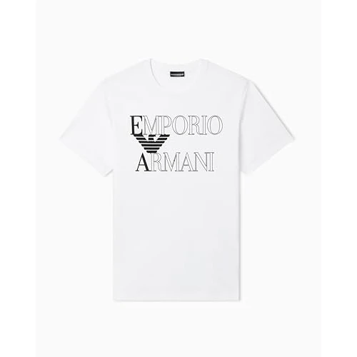 Offerta a tempo: EMPORIO ARMANI T-Shirt Girocollo da Uomo con Logo audace, Bianco, L - 39% da 70.00 € a 42.62 €