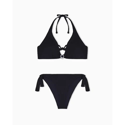 Offre limitée : EMPORIO ARMANI Triangle+High Waist Brief Bikini Ensemble, Noir, XL Femmes de 128.00 € à 128.00 € (0.00% de remise)