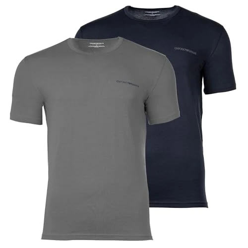 Offerta a tempo: EMPORIO ARMANI Core Logoband - Maglietta Girocollo da Uomo, Confezione da 2, Colore Blu, Taglia L - 0.00% da 54.95 € a 54.95 €