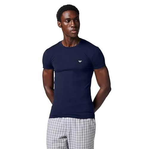 Offerta a tempo: EMPORIO ARMANI T-Shirt Girocollo da Uomo con Logo Lucido Blu XL - 40% da 44.07 € a 26.44 €