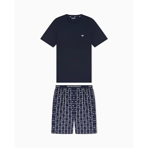 Offre limitée : EMPORIO ARMANI T- Shirt+Shorts Pyjama Ensemble de Pijama, AR.BL/Ch Eag AR.BL-n, L Homme de 119.00 € à 119.00 € (0.00% de remise)