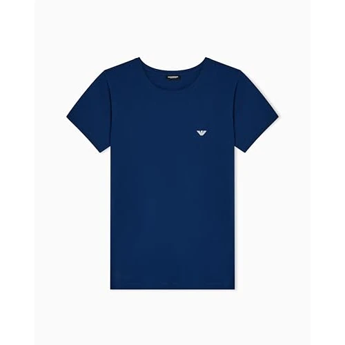Oferta limitada: EMPORIO ARMANI Camiseta de algodón con Cuello Redondo para Mujer, Color Azul, Talla S de 21.89 € a 34.57 € (ahorro -57.93%)