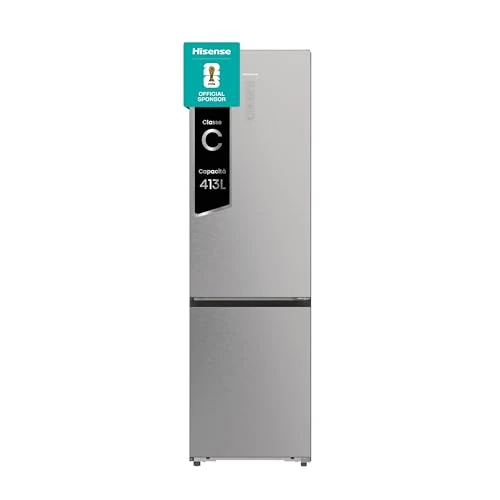 Hisense RB5P410SACC lodówka kombinowana Total No Frost, stal nierdzewna, 203 x 65,8 cm, klasa C, 413 l, duża pojemność, wifi, metal tech cooling, drzwi odwracalne, stal nierdzewna