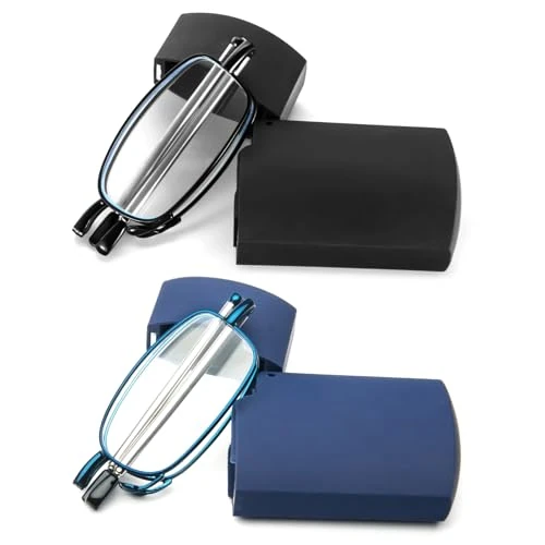 Offerta a tempo: MMOWW Occhiali da lettura Pieghevoli Anti-blu da Uomo e da Donna con Aste Telescopiche con Custodia Portatile (Nero+Blu, +2.0) - 36% da 16.99 € a 10.87 €