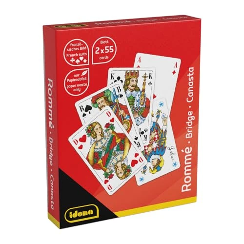 Offerta a tempo: Idena 40384 - Carte da Gioco per ramino, Canasta e Bridge, 2 x 55 con Mano Francese, Gioco di Carte per 2-6 Giocatori dai 6 Anni in su - 0.00% da 5.49 € a 5.49 €