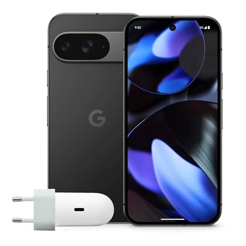 Google Pixel 9 z ładowarką USB-C 45 W, odblokowany smartfon z systemem Android Gemini, zaawansowany aparat, bateria o przekątnej 24 godzin pracy na baterii i wyświetlaczem Actua 6,3", czarny obsydian