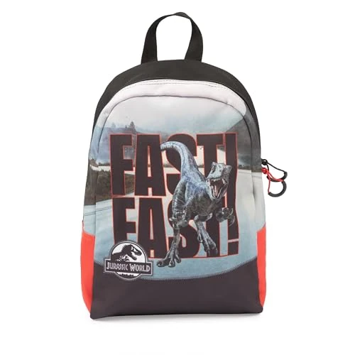 Giochi Preziosi Jurassic Word - kleuterschoolrugzak met groot centraal vak, gepersonaliseerde ritssluiting, gevoerde schouderbanden en handgreep, afmetingen: 25,5 x 34,5 x 11,5 cm