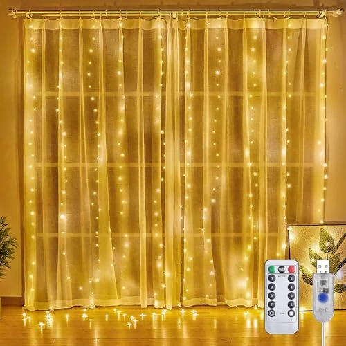 Oferta limitada: FREMON Cortina de Luces, 300LEDs 3MX3M 8 Modos Luces Navidad con Mando, IP65 Impermeable Cadena Luces Exterior e interior para Habitación,Fiesta, Boda, Ventana, Balcon, Jardín, Terraza, Escaparates de 10.99 EUR a 10.99 EUR (ahorro 0%)
