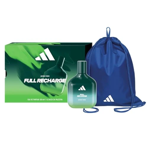 adidas, Pudełko prezentowe Vibes Full Recharge, woda perfumowana 100 ml i niebieska torba adidas