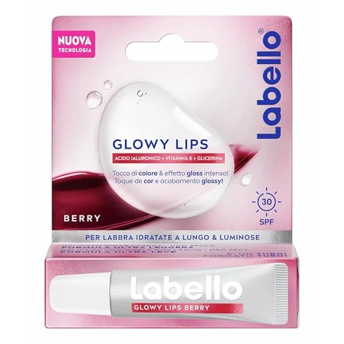 Offerta a tempo: Labello Glowy Lips Wild Berry, Balsamo Labbra Colorato SPF 30, 10 ml | Balsamo Labbra con Acido Ialuronico, Vitamina E e Glicerina, ravviva la naturale luminosità delle labbra, Non unge, vegan* - 31% da 5.49 € a 3.79 €