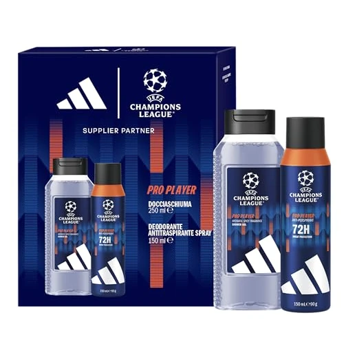 adidas, UEFA Champions League Pro Player, dezodorant antyperspirant spray do ciała 150 ml i żel pod prysznic 250 ml