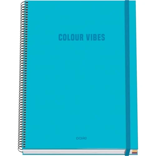 Limited-time offer: DOHE - A4 Squared Notebook – 100 Sheets, 90 gsm, Size 22.8x30 cm, Hard Cover, Ring-Bound with Elastic Closure, 5 mm Grid, School Supplies – COLOUR VIBES Cyan from 7.84 £ to 7.84 £ (save 0.00%)