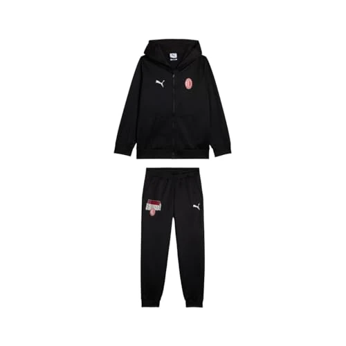 A.C. Milan Dziecięca bluza z kapturem i spodniami, zestaw 2 sztuk, oficjalny produkt, chłopiec, czarny, 12 lat, 2 sztuki