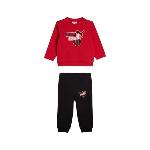 A.C. Milan Bluza z kapturem i spodnie dla niemowląt, 2-częściowy zestaw z logo Puma oficjalny produkt, dla niemowląt, czerwony, 9 miesięcy