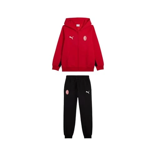 A.C. Milan Unisex-Children and Teenager's Kit Felpa Con Cappuccio E Pantaloni Bambino 2-Piece Set with A.C. Logo. Official Milan and Puma Product, red, 14 Years