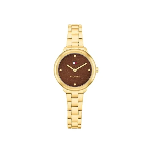 Tommy Hilfiger Orologio Con Movimento Al Quarzo A Due Lancetteda Donna con Cinturino in Acciaio Inossidabile di Colore Dorato - 1782815, Brown