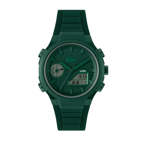 Offre limitée : Lacoste Montre Quartz Multifonction Analogique-Digitale pour Homme Collection LC33 avec Bracelet en Silicone Vert - 2011449 de 79.28 € à 56.99 € (28% de remise)