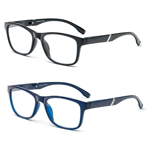Offerta a tempo: MMOWW 2pack Occhiali da Lettura Uomo Donna Confezione da 3 - Occhiali Ultraleggeri con Cerniere a Molla (NeroBlu, +3.0) - 0% da 11.19 € a 11.19 €