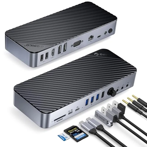 Oferta limitada: ORICO 20 EN 1 Docking Station, Triple Displays Hub USB C con 2 DP, HDMI, VGA, 60W PD, USB C 3.2 18W PD, Tipo C 3.2, 3 USB A 3.0, 3 USB A 2.0, RJ45, 3 Audio, SD/TF, Botón Volumen de 152.98 € a 152.98 € (ahorro 0.00%)