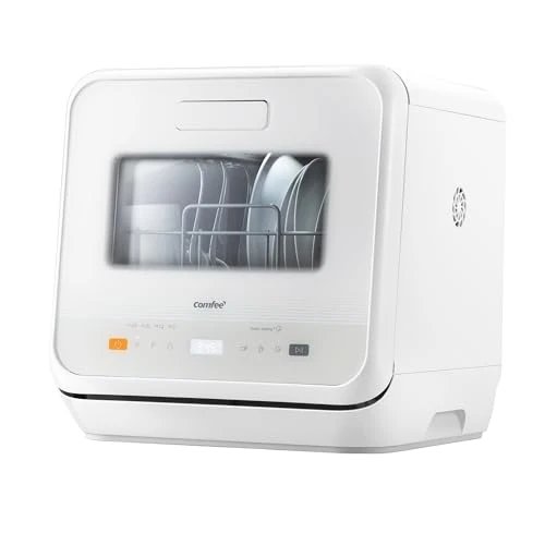 COMFEE Aanrechtvaatwasser, mini-tafelvaatwasser met 6 programma's, stoomreiniging, babyverzorging en fruitwassen, zonder sanitair, uitgestelde start, 72 uur opslag, wit