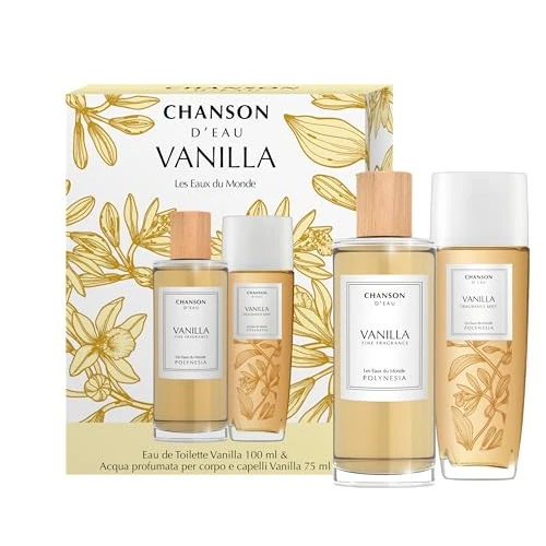 Offerta a tempo: Chanson d'Eau, Cofanetto Regalo Donna Les Eaux du Monde, Vanilla, Confezione con Eau de Toilette 100 ml e Acqua Profumata per Corpo e Capelli 75 ml, Profumo alla Vaniglia - 45% da 20.49 € a 11.17 €
