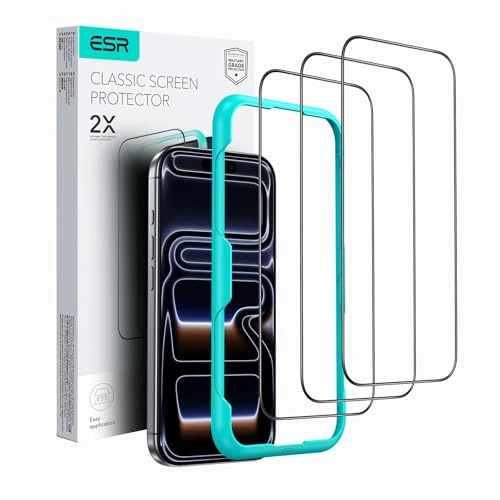 Offre limitée : ESR Verre Trempé pour iPhone 17 Pro, Protections D'écran de Qualité militaire, Incassable, Dureté 9H, Résistantes aux Rayures, Haute Clarté, avec Outil d'Installation Facile，Lot de 3 de 9.99 € à 9.99 € (0.00% de remise)