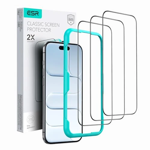 Offerta a tempo: ESR 3 Pezzi Pellicola Vetro per iPhone Air, Grado militare, Protettiva per iPhone 17 Air Infrangibile, Resistenza ai graffi 9H, Vetro temperato con supporto di installazione, Elevata trasparenza - 5% da 9.99 € a 9.49 €