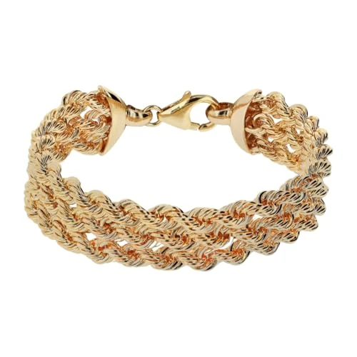 etrusca GIOIELLI Bracciale Donna Multi-filo placcato Oro 18k – Bracciale Dorato Catena Corda – Gioielli Made in Italy – Braccialetto Idea Regalo Compleanni, Anniversari, Festa Donna, Festa Mamma