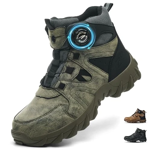 Offerta a tempo: COOU Scarpe Antinfortunistica Uomo Donna Legger Scarpe Antinfortunistiche Alte Scarponi Antinfortunistiche Antiscivolo Scarpe da Lavoro con Punta in Acciaio C13/Verde 44 - 0.00% da 39.99 € a 39.99 €